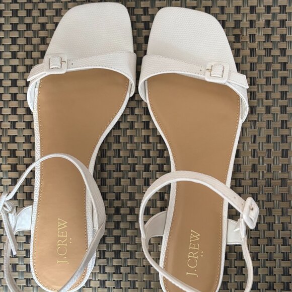 J Crew Women Textured low heel ankle-strap sandals SZ: 9.5 IVORY - Picture 6 of 16
